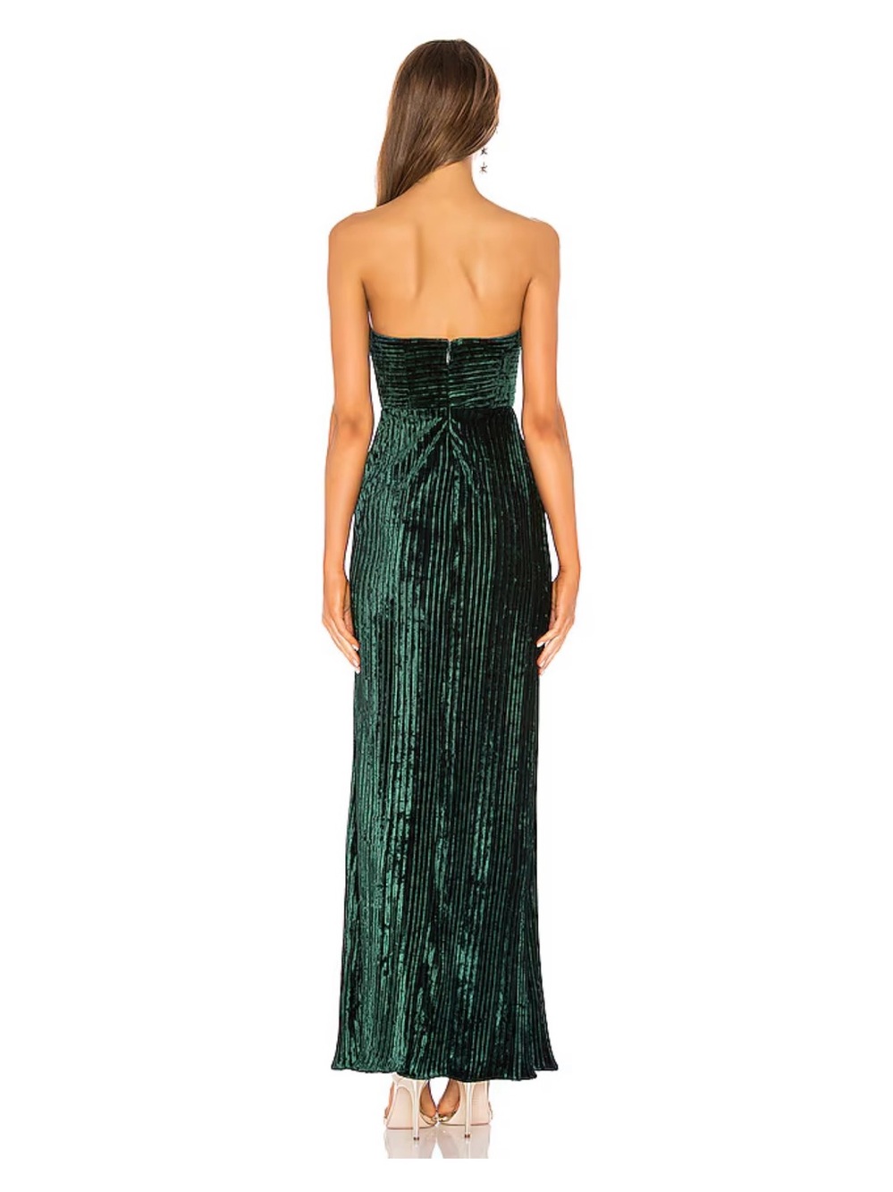 NBD REVOLVE Spanish Moss Strapless Gown in Jewel Green Emerald Formal Velvet M - Picture 3 of 6